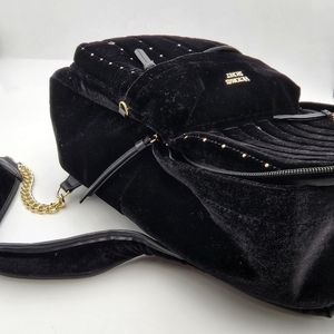 VICTORIA'S SECRET black Velvet Stud City gold chain‎ Backpack
